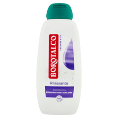 Borotalco Relaxing Body Wash bottle with lavender-iris scent for calm mornings