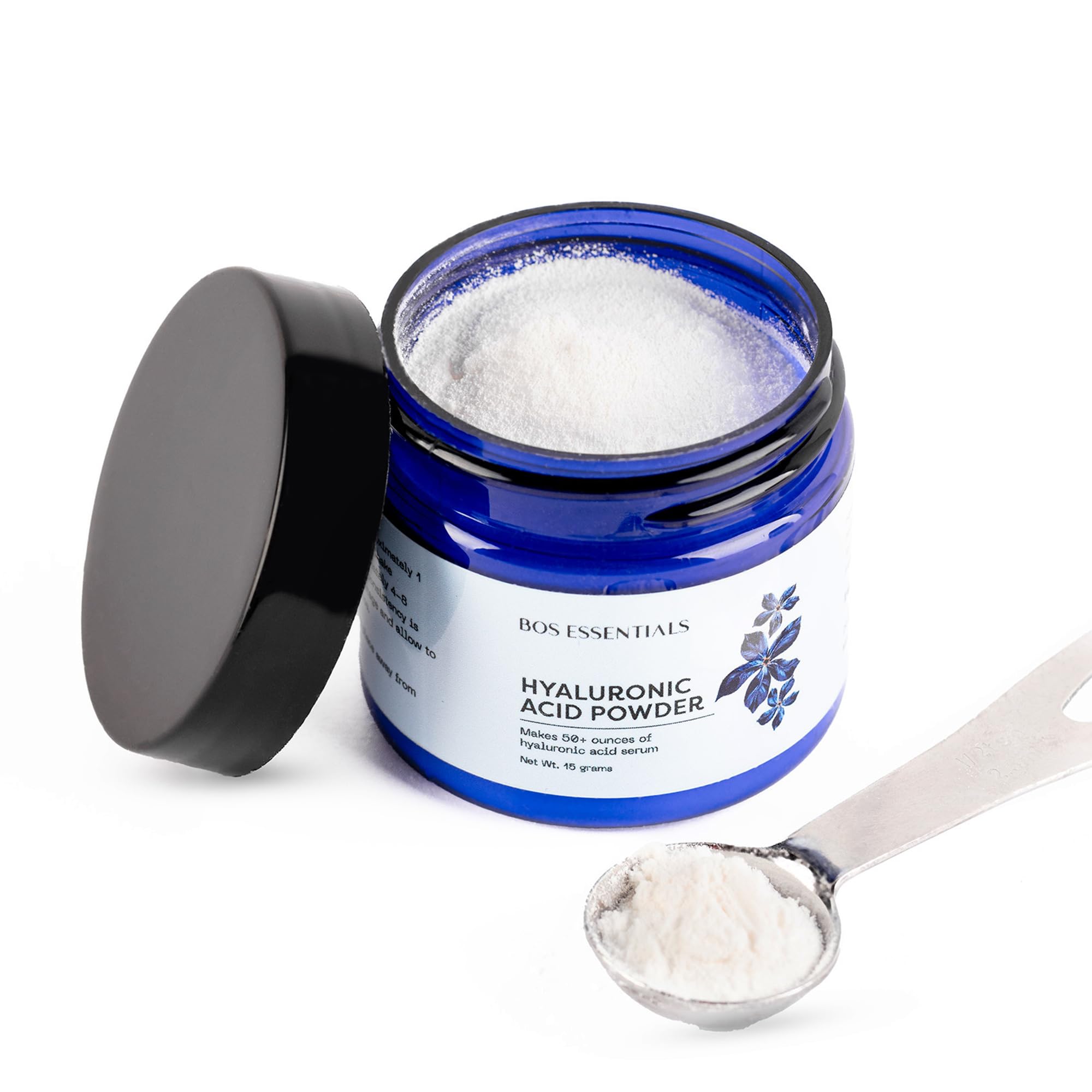 Bos Essentials Hyaluronic Acid Powder packaging for at-home serum preparation.
