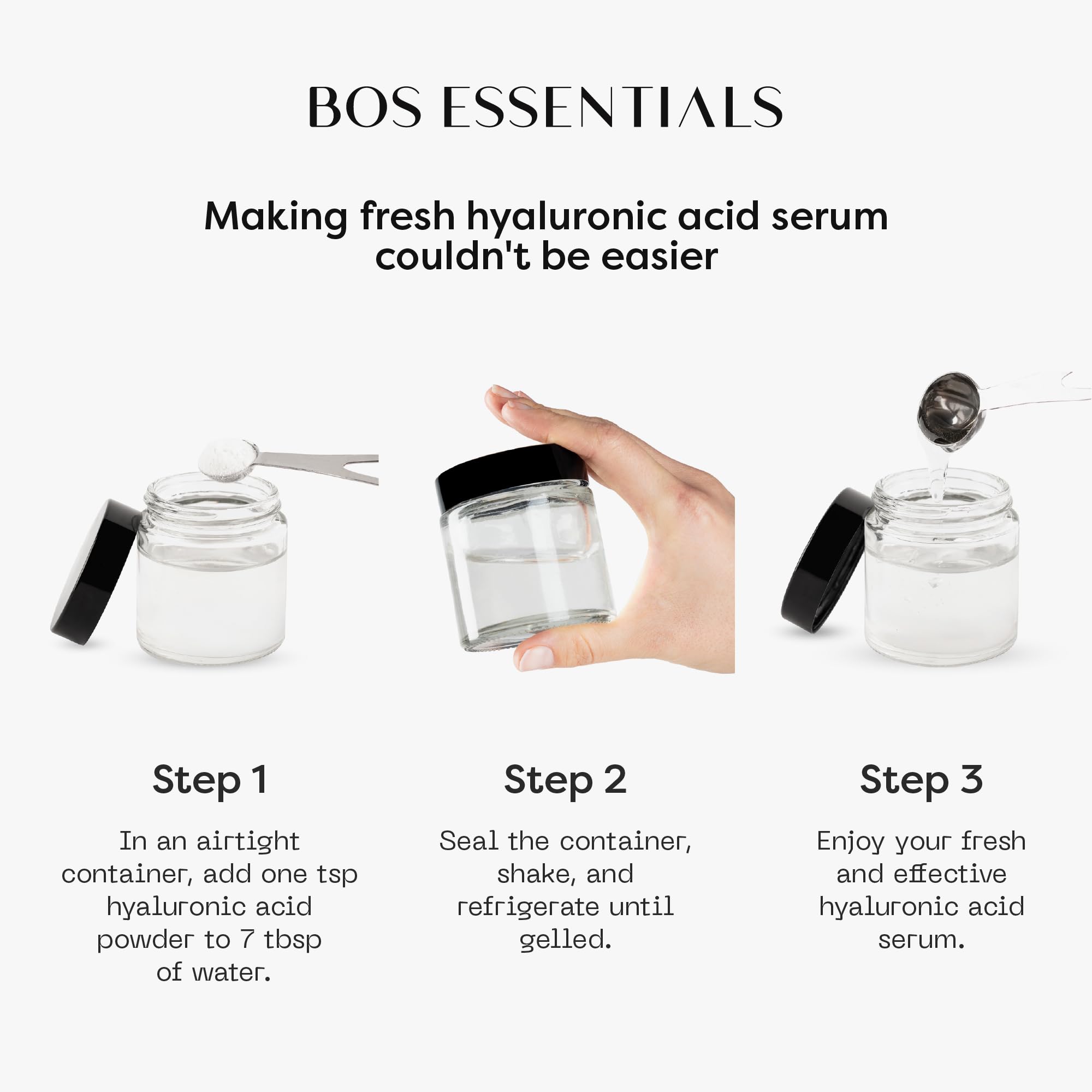 Vegan, plant-sourced hyaluronic acid powder for clean skincare.