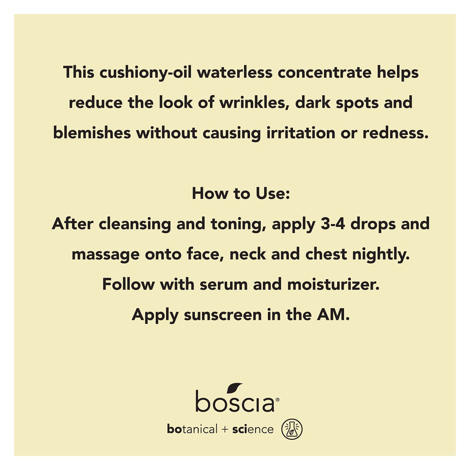 Boscia pump dispenser close-up showcases convenient, precise product application.