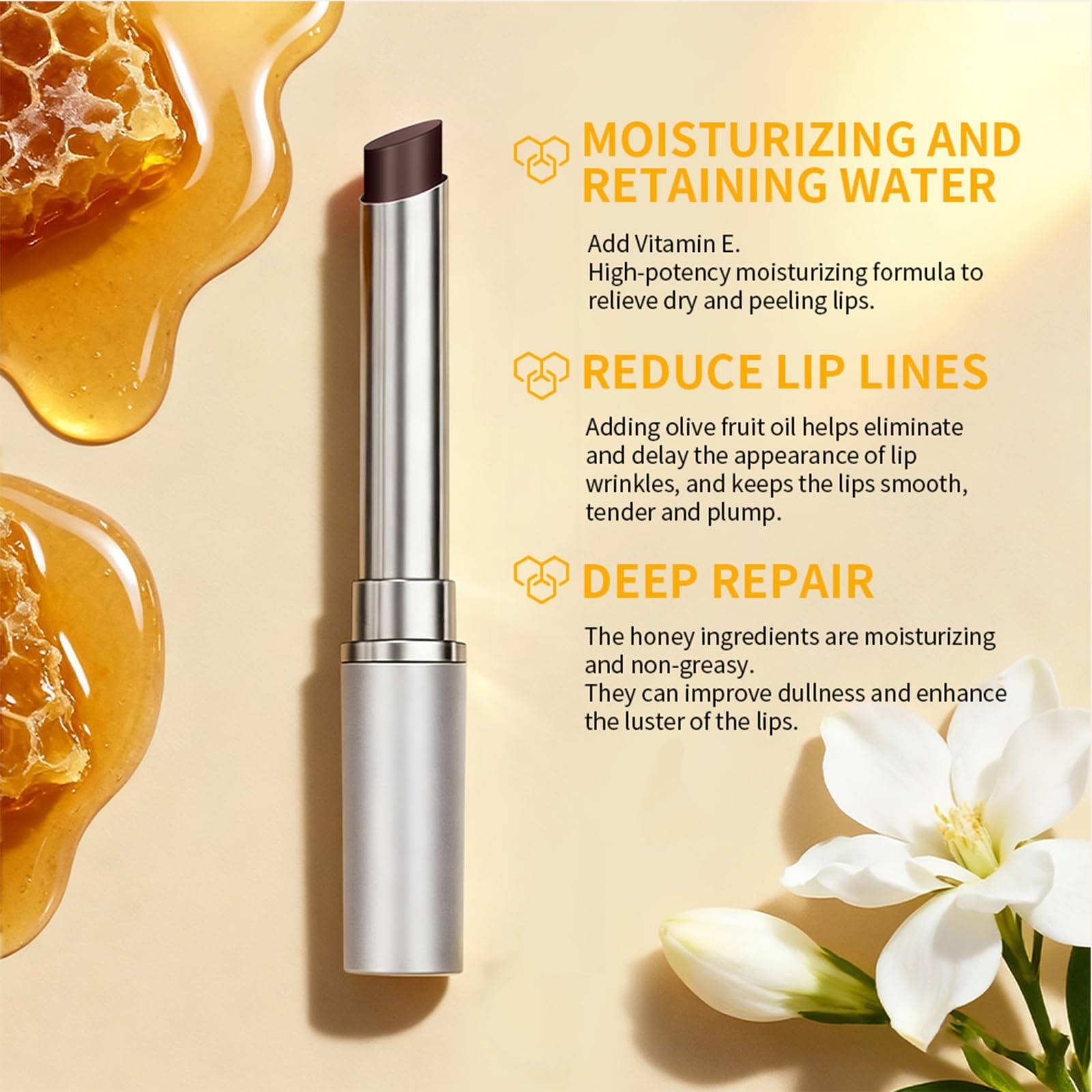 Bosdoer Honey Lip Tinted Lip Balm sheer color adapts to your lips for a natural look.