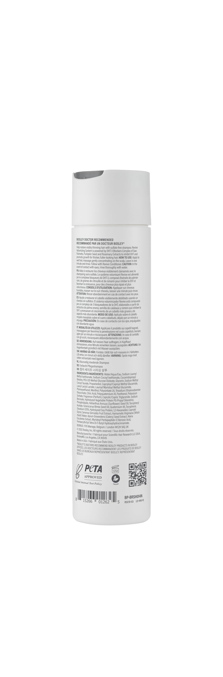BosRevive shampoo pump dispense highlights easy daily use.