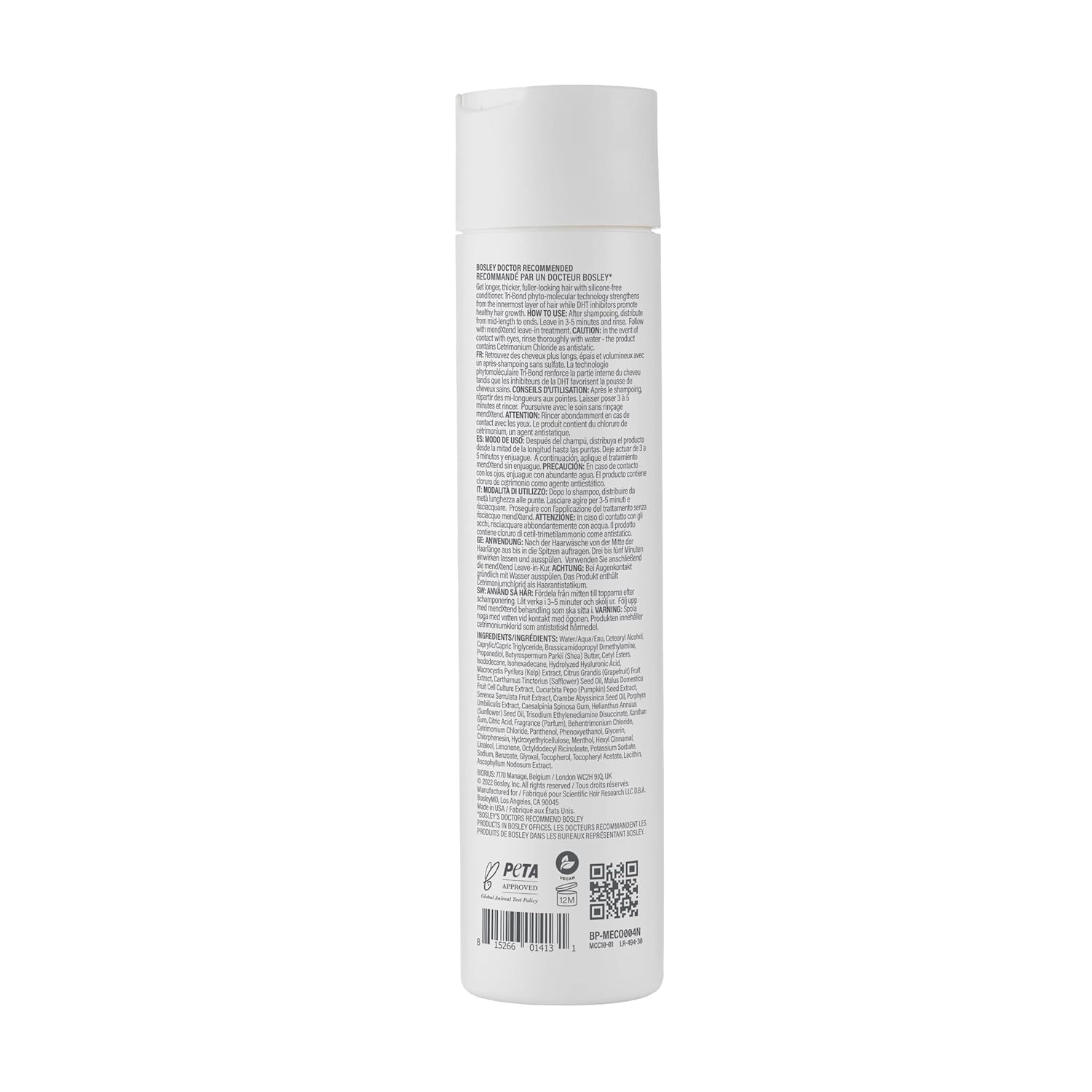 BosleyMD MendXtend conditioner bottle promotes smoother, shinier hair and reduced breakage.