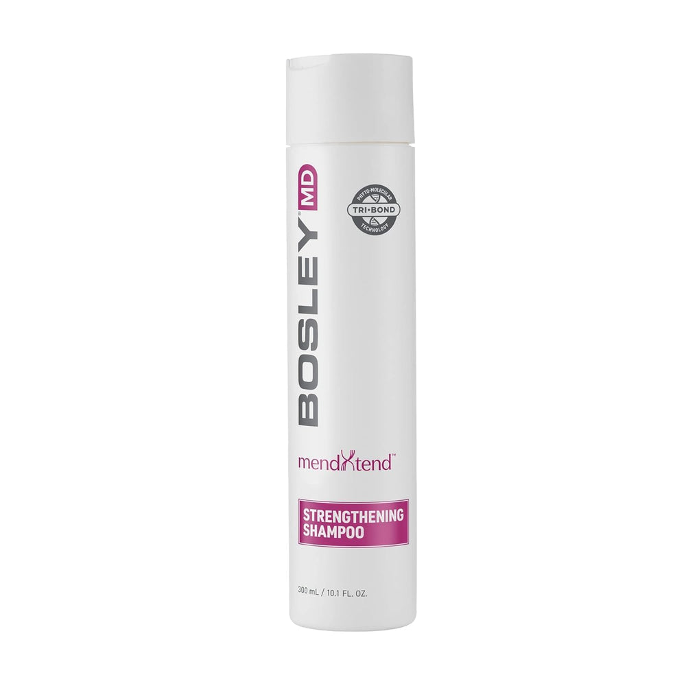 BosleyMD MendXtend shampoo bottle promotes gentle cleansing and hair strength.