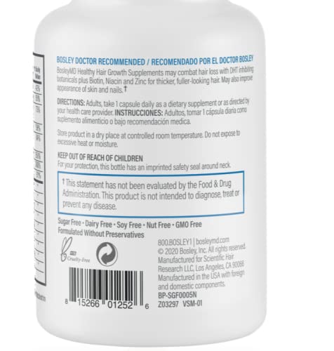 BosleyMD product on bathroom counter illustrating vegan, sulfate-free formulation.