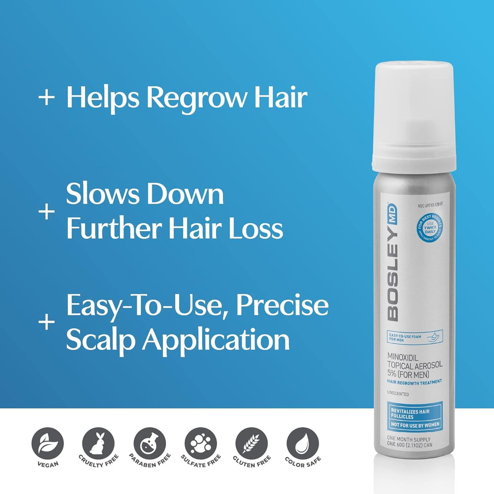 BosleyMD Minoxidil foam dispenser demonstrates quick, mess-free use