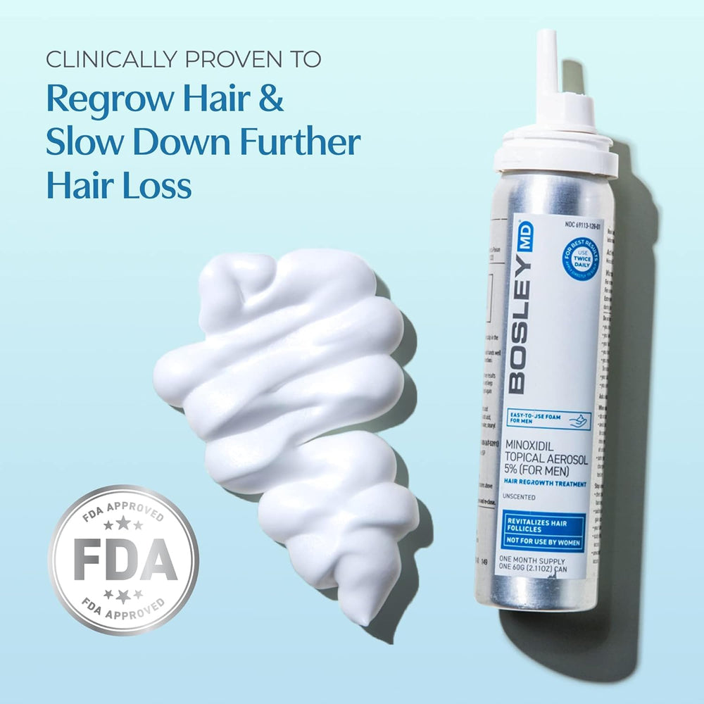 BosleyMD Minoxidil foam on palm for scalp massage