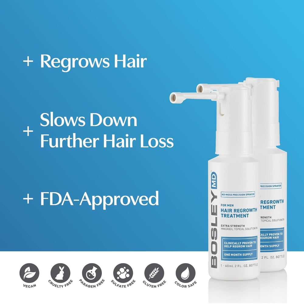 BosleyMD Minoxidil Spray clinically proven to help slow hair loss and regrow