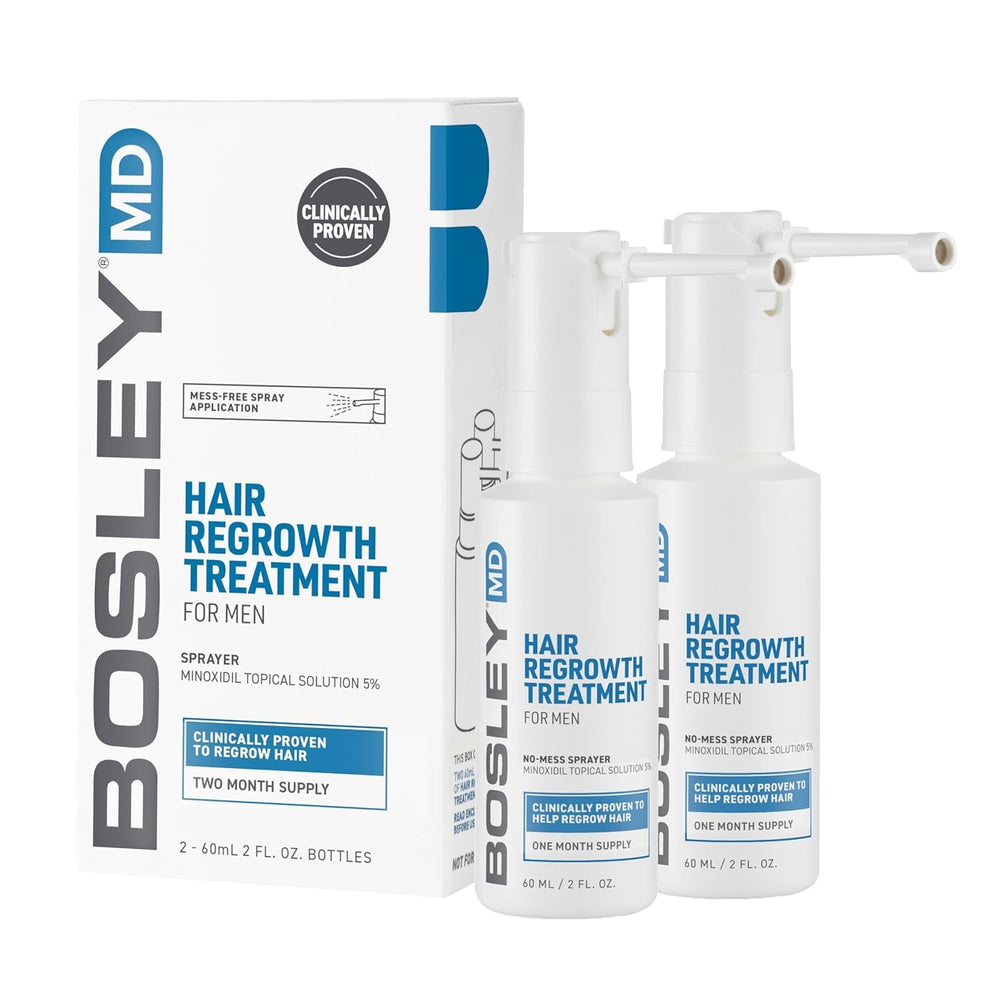 BosleyMD Minoxidil Spray no-mess sprayer delivers easy at-home hair regrowth