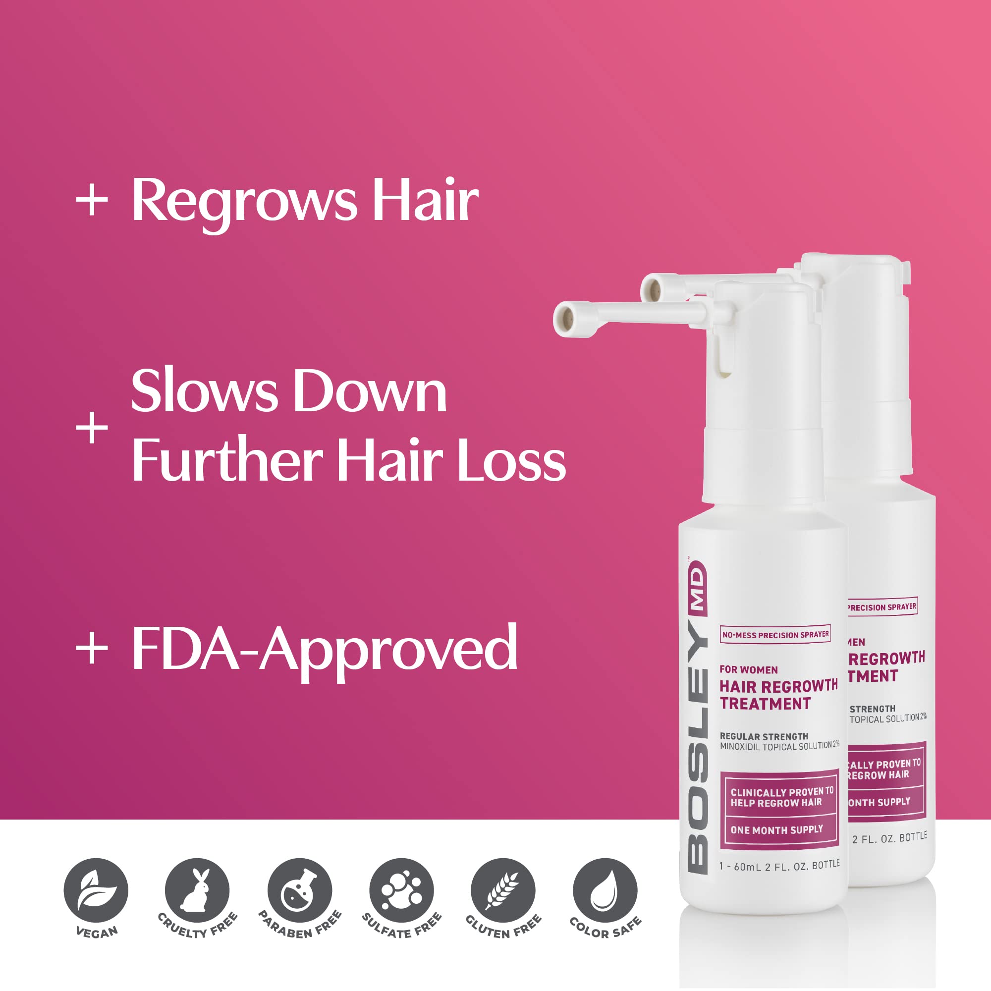 BosleyMD Minoxidil label detail on bottle shows ingredients.