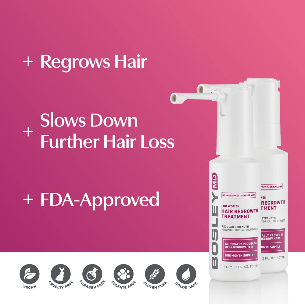 BosleyMD Minoxidil label detail on bottle shows ingredients.