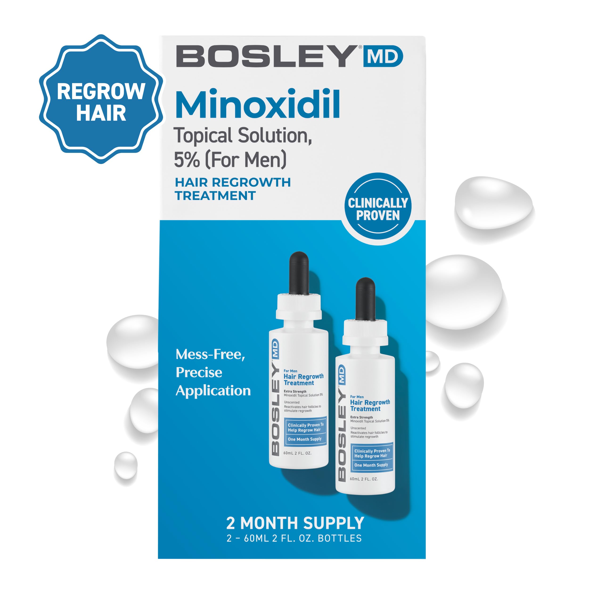 BosleyMD label close-up shows vegan, sulfate-free formula and doctor recommended status.