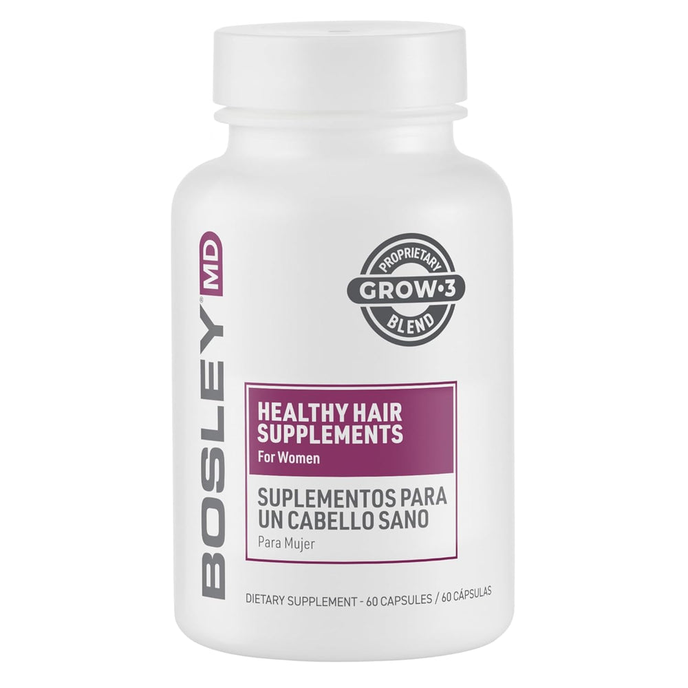 BosleyMD Women's Hair Growth Supplements bottle for daily fuller-looking hair support.