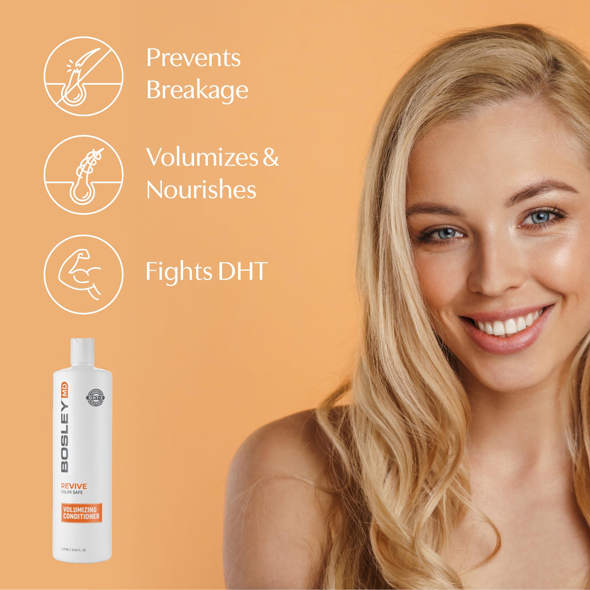 BosRevive hair strands look fuller after conditioning with healthy shine