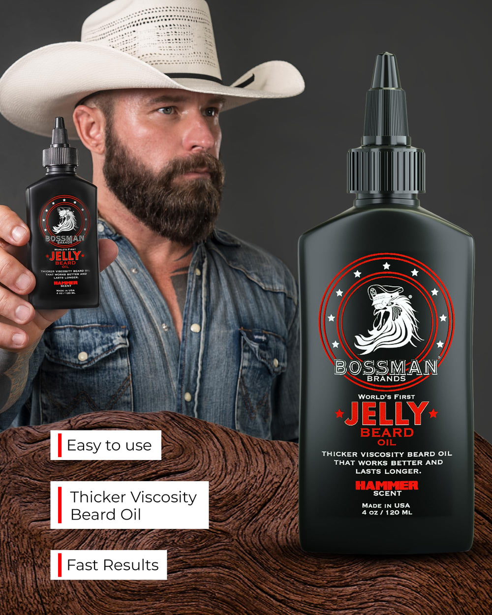 Ingredients like avocado and beeswax in Bossman formula support root hydration.