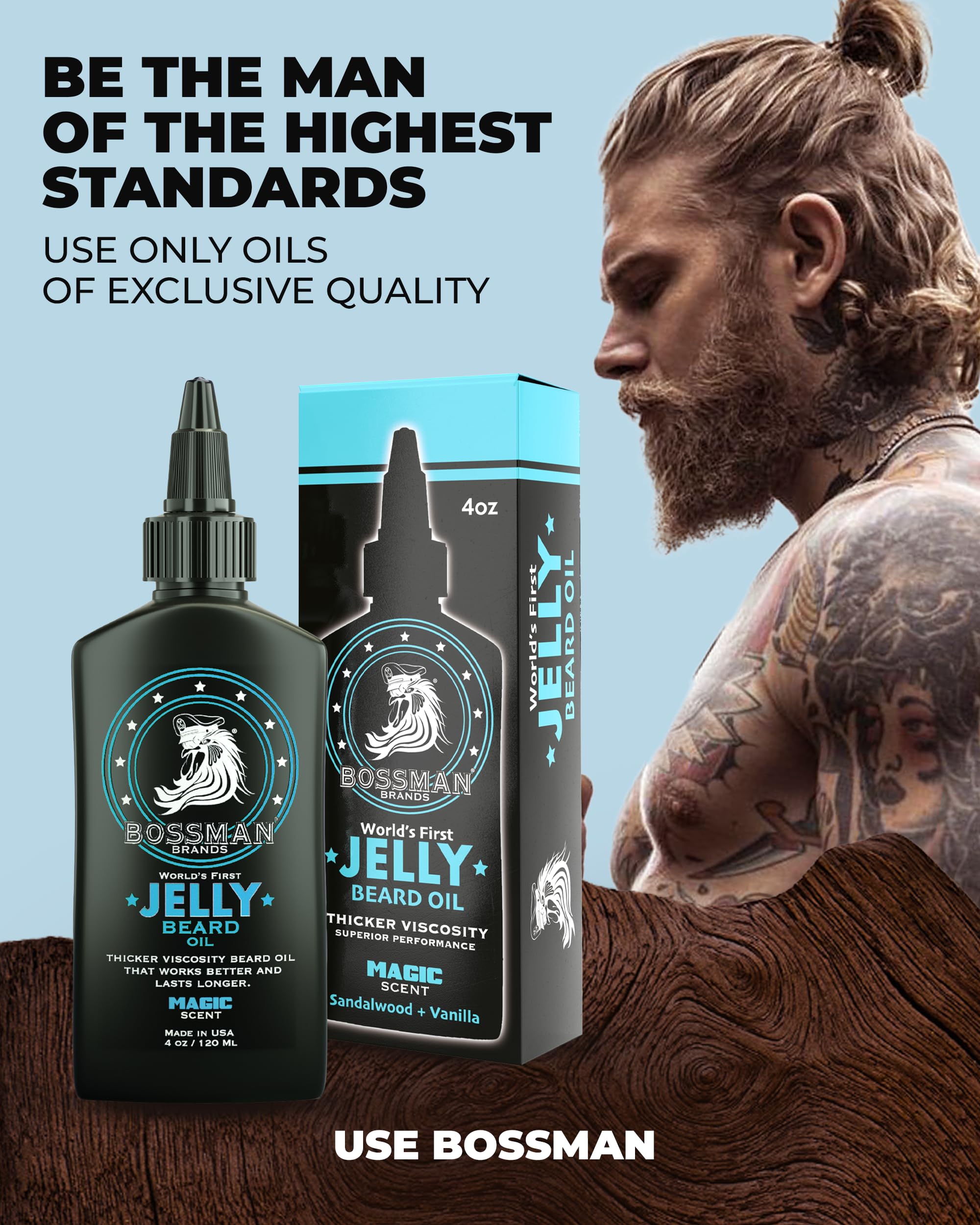Beard care kit with jelly, balm, and conditioner.