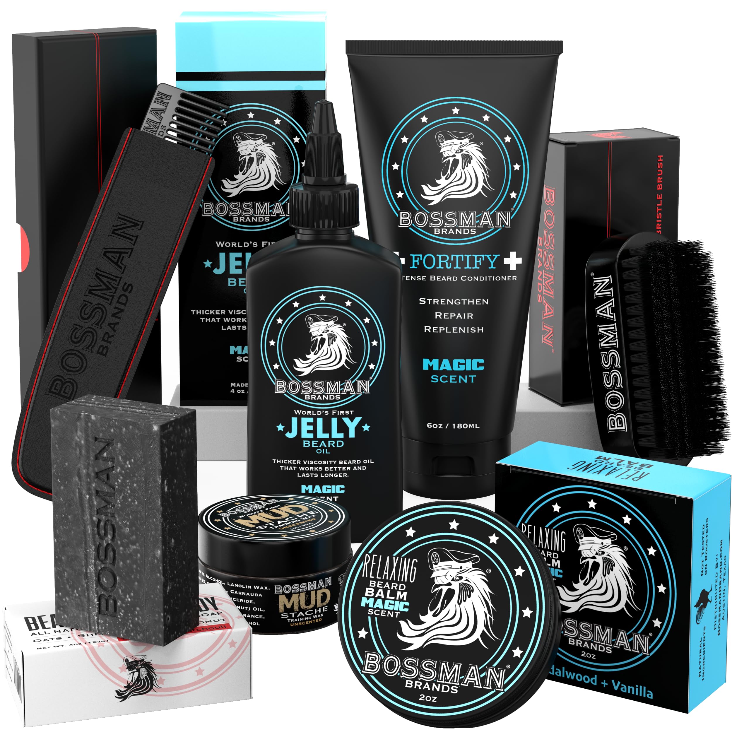Bossman Big Boss Jelly Beard Oil bottle for nourished, softer facial hair.