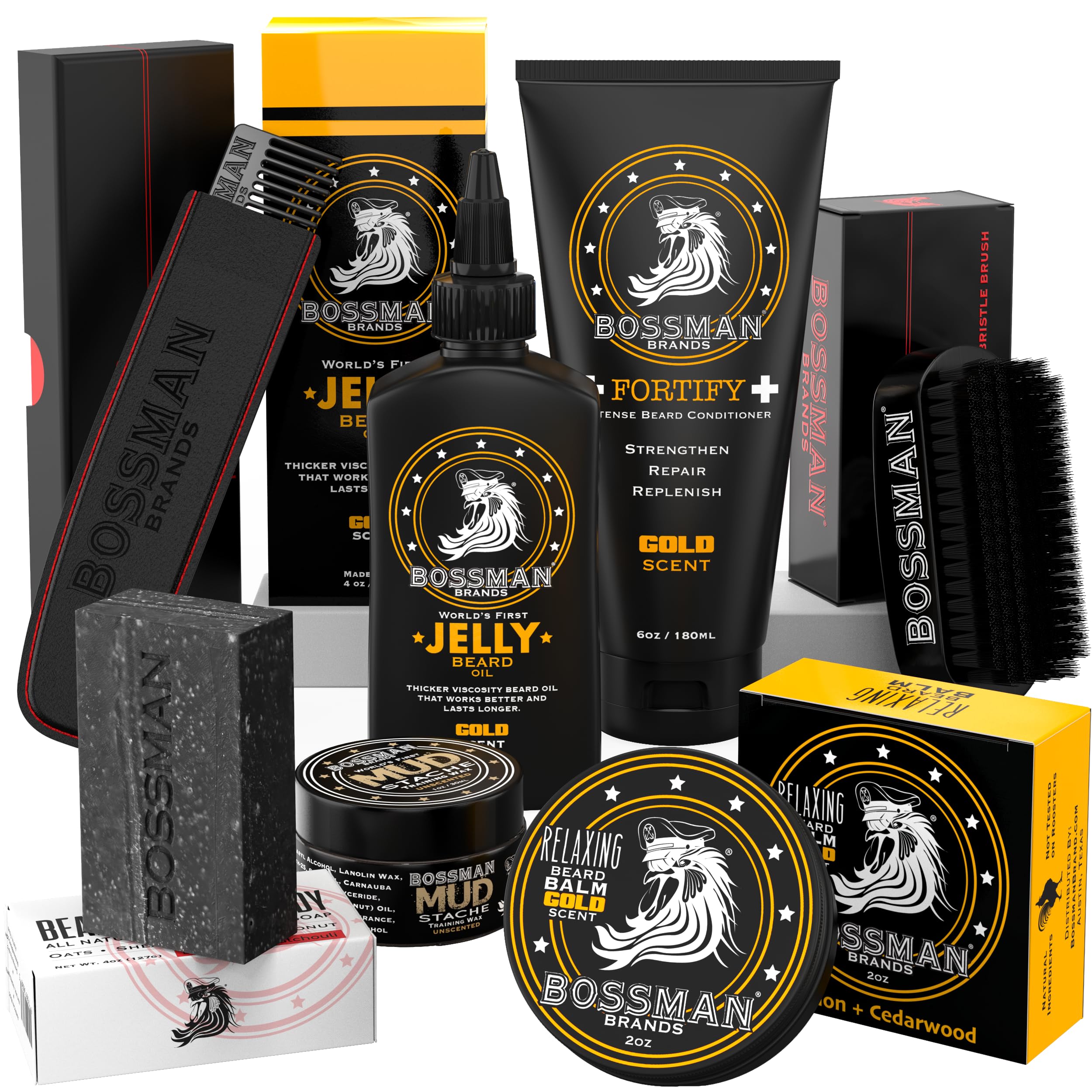 Bossman Big Boss Jelly Oil application boosts beard hydration and softness.