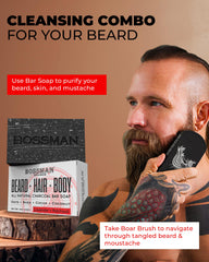 Beard Balm application scene for hydrated, controlled styling