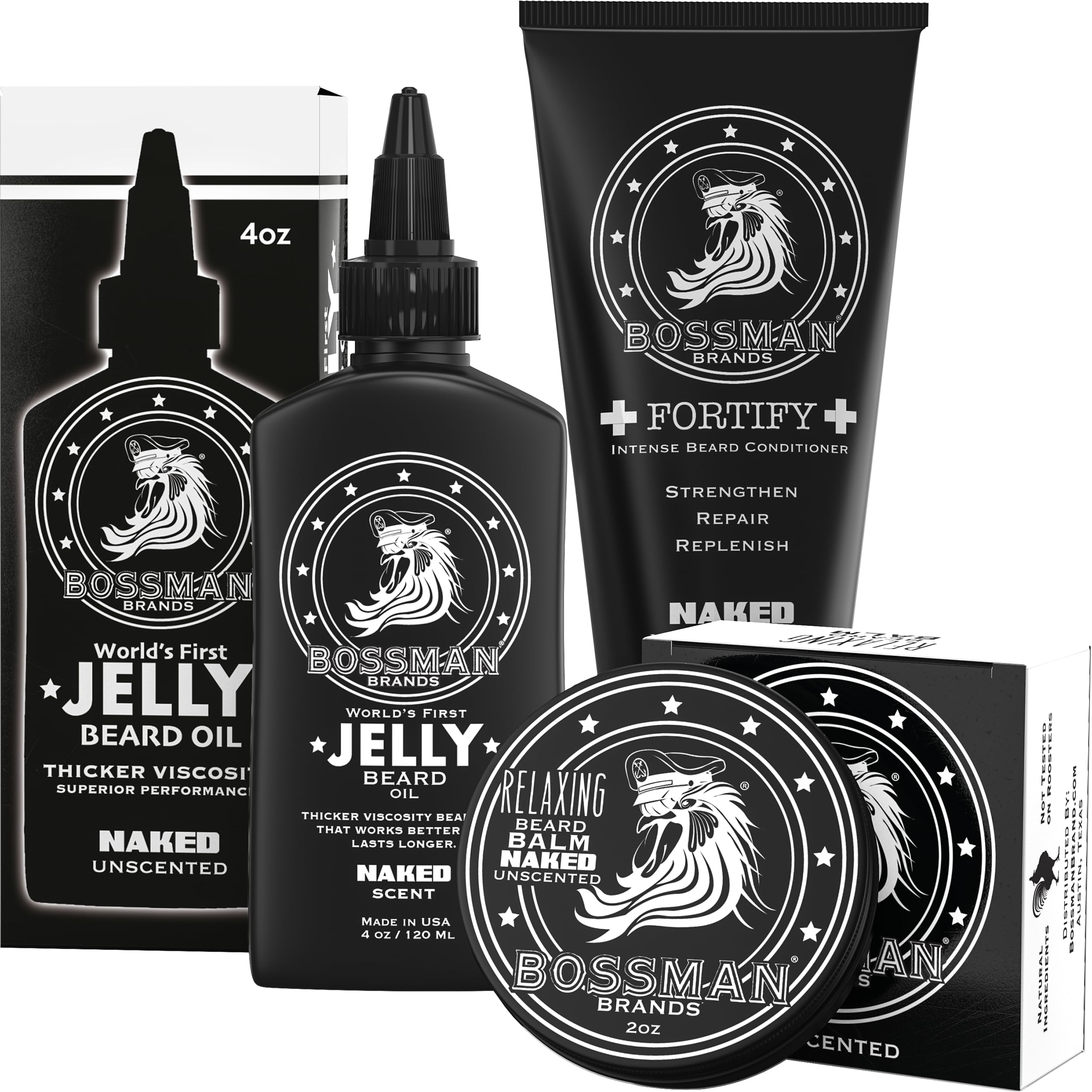 Bossman Essentials beard kit trio in gift box for grooming routine