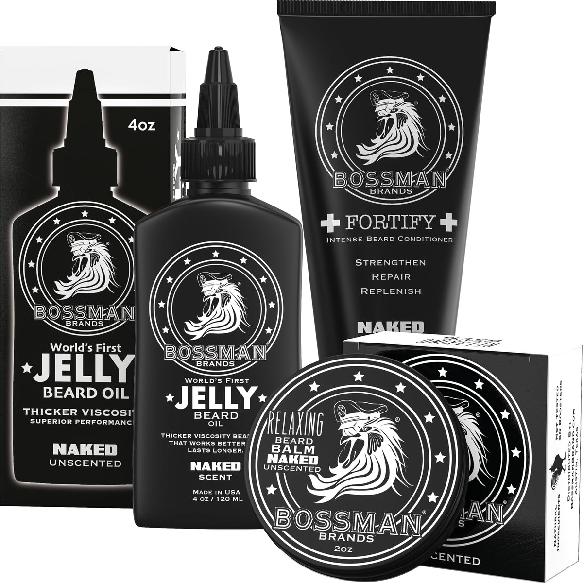 Bossman Essentials beard kit trio in gift box for grooming routine
