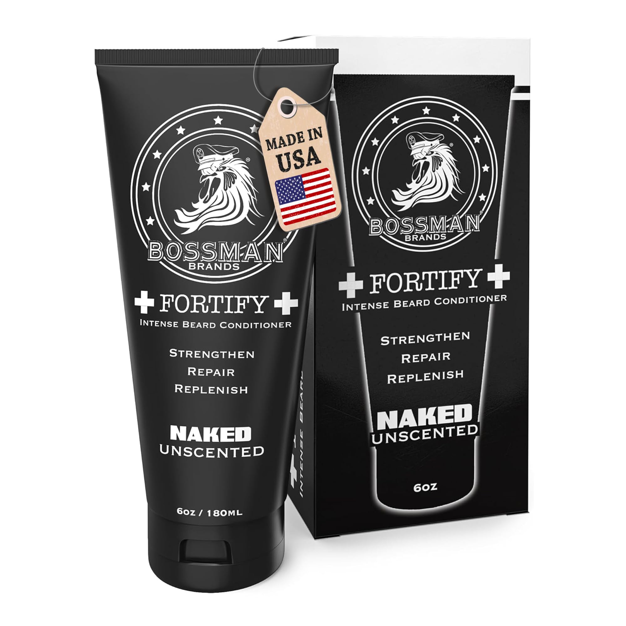 Bossman Fortify Intense Beard Conditioner jar close-up showing rich nourishment for beard fibers