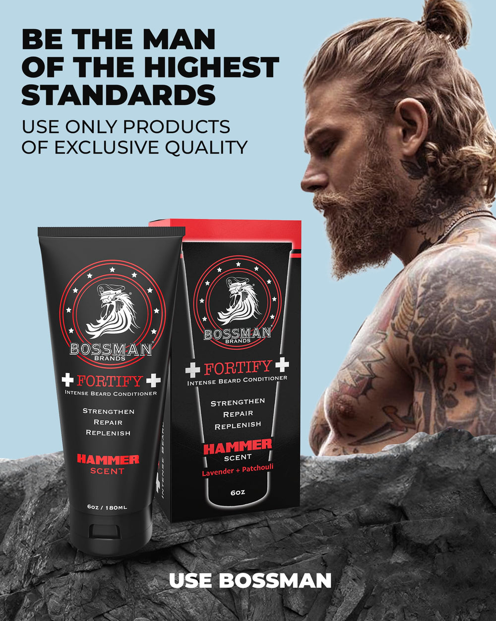 Bossman Fortify shower-ready conditioner softens beard after shampoo