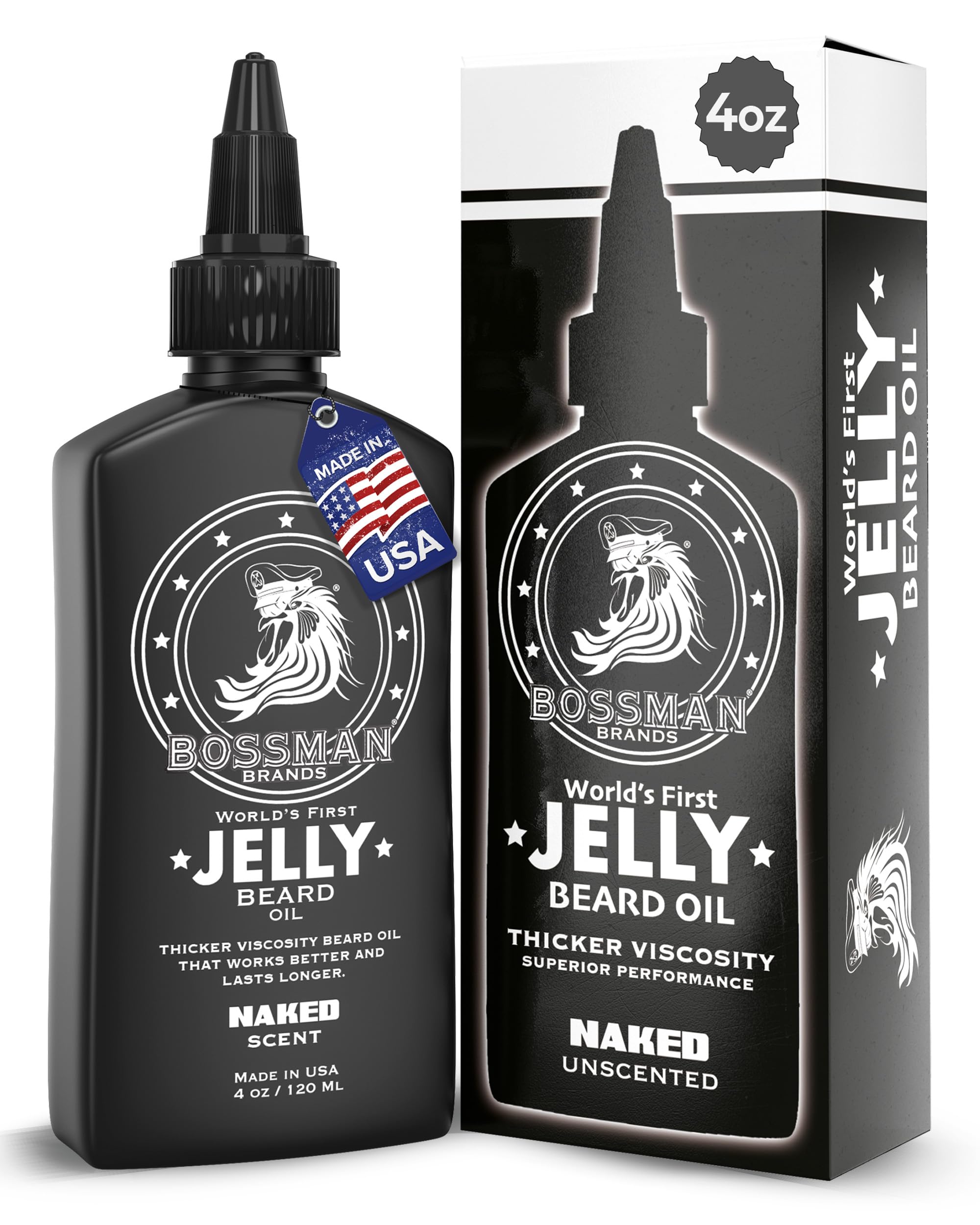 Bossman Jelly Beard Oil application demonstrates smooth, even grooming for a fuller beard.