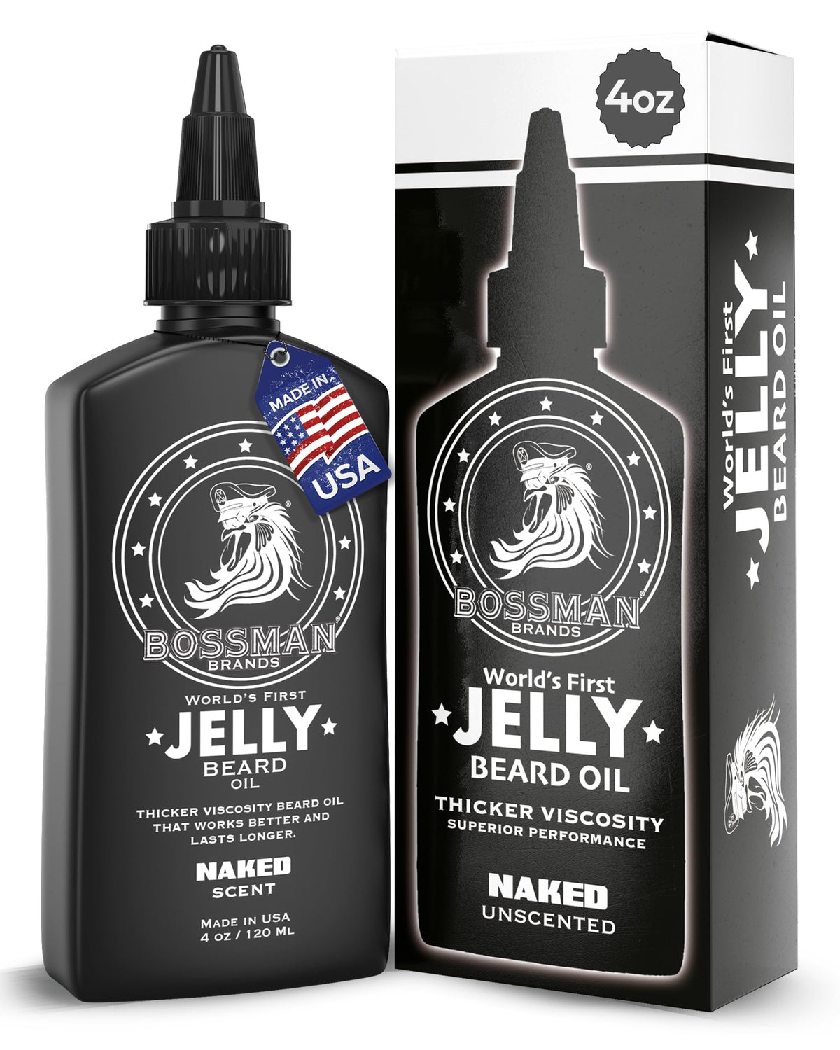 Bossman Jelly Beard Oil application demonstrates smooth, even grooming for a fuller beard.