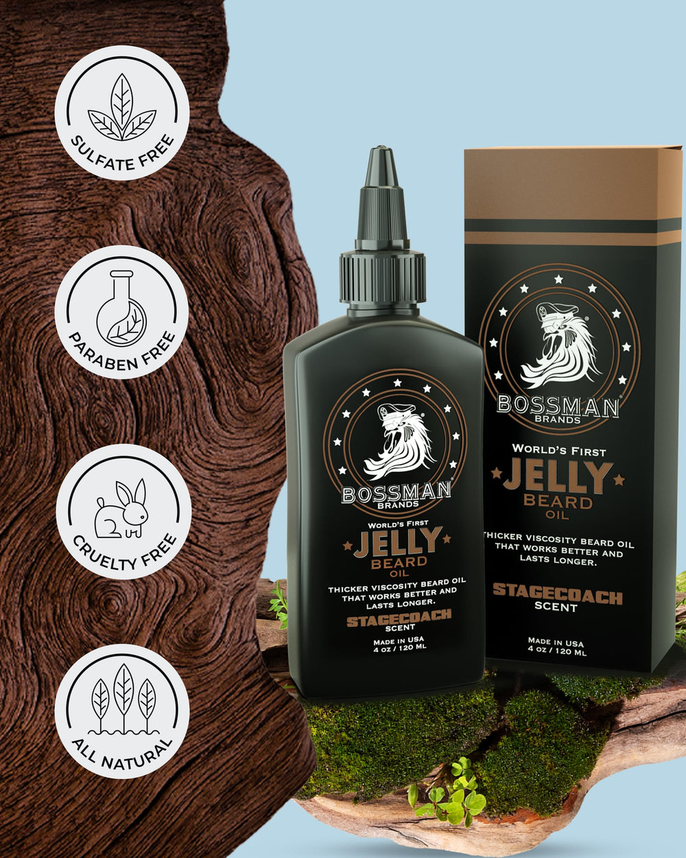 Close-up of Bossman Jelly texture showing rich moisture for beard.