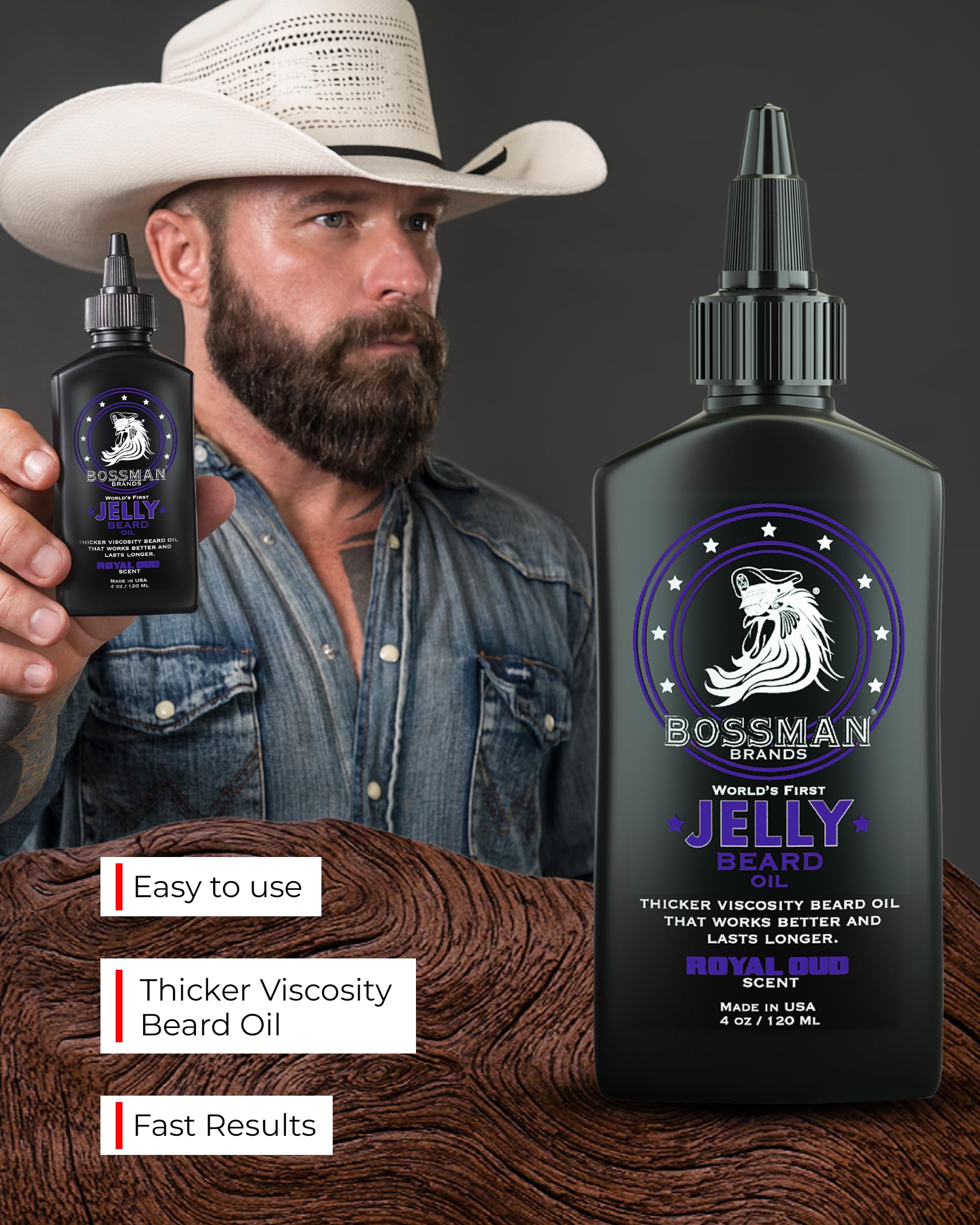 Morning routine featuring Bossman Royal Oud beard products for freshness.