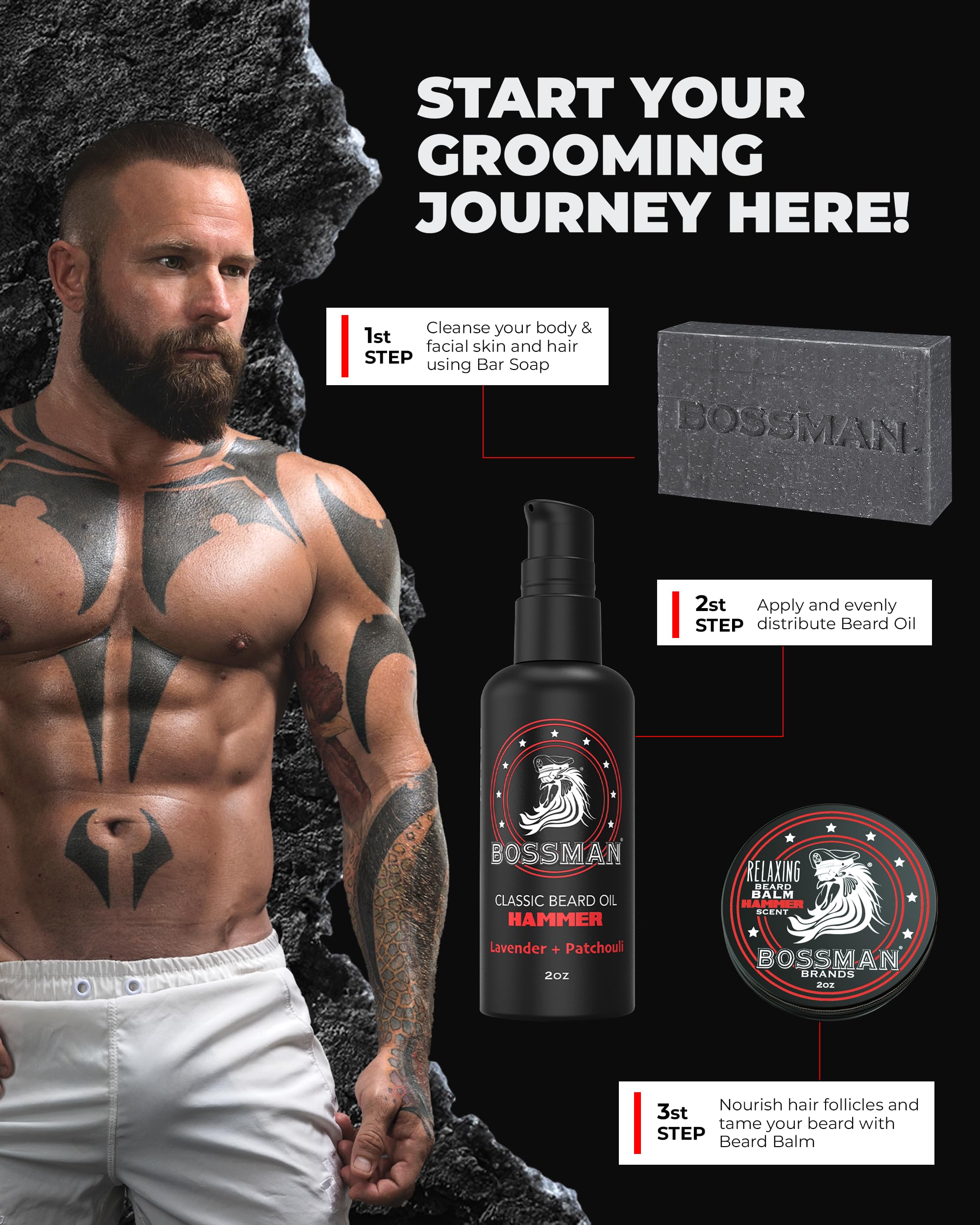 USA-made logo and cruelty-free badge on Bossman kit