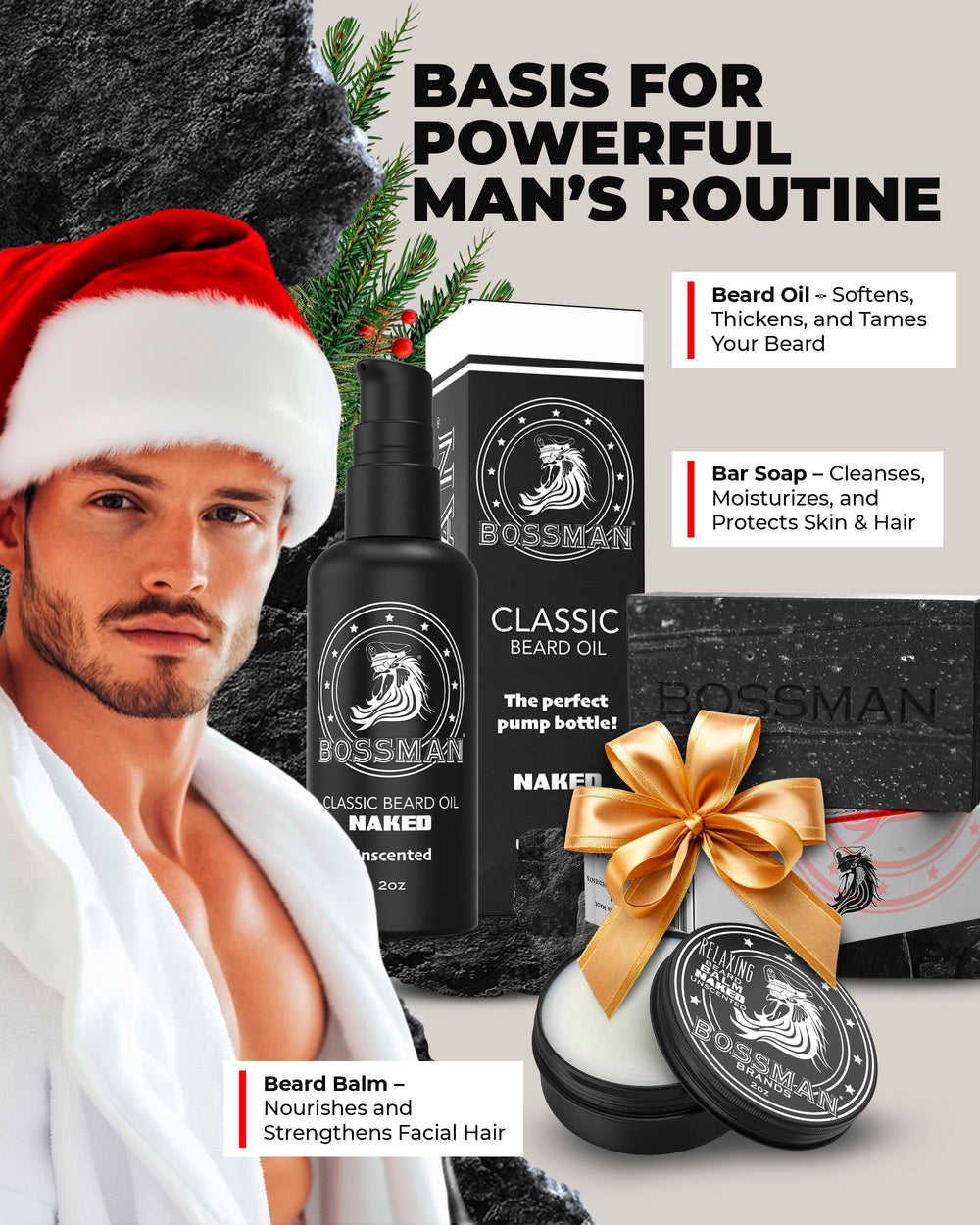 Bossman Starter Kit beard balm tin – tames flyaways for a smoother beard