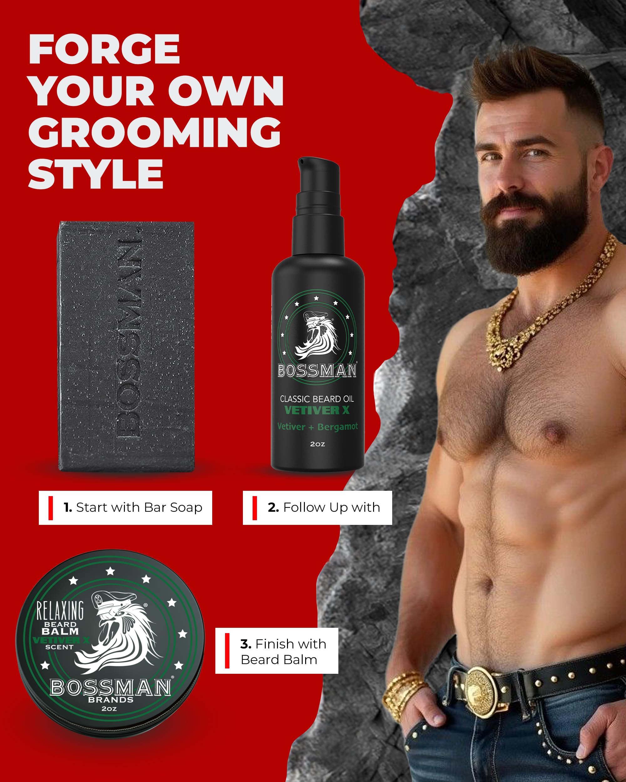 Bossman Starter Kit organic soap bar – 4-in-1 cleanser for hair, face and skin