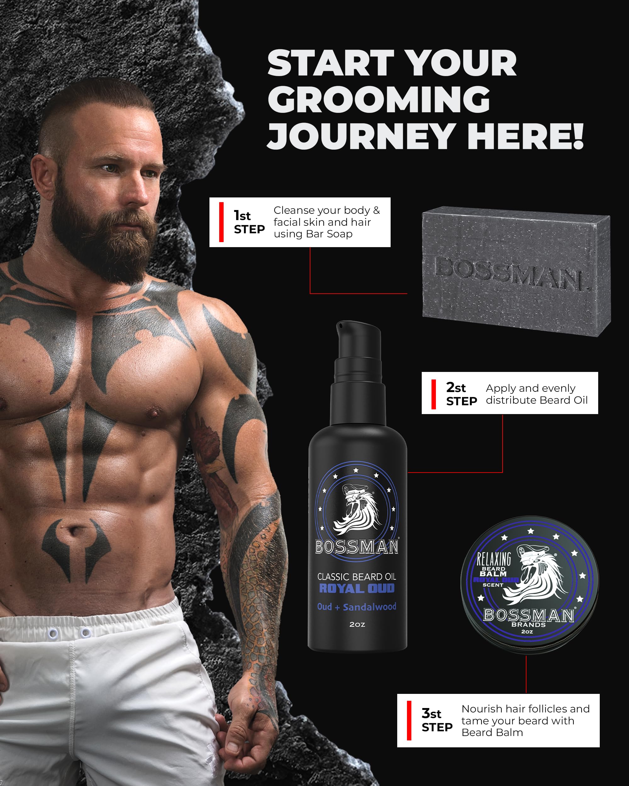 Bossman Royal Oud scent notes with cedarwood and bergamot.