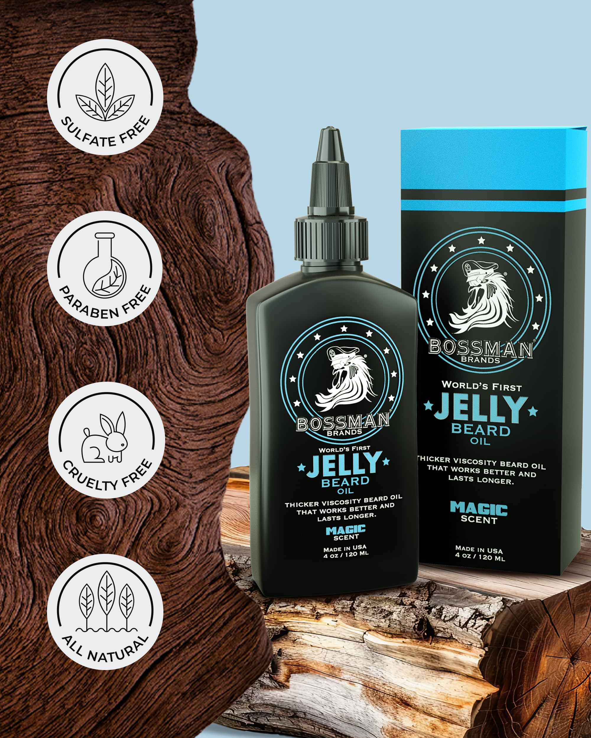 Bossman two-piece combo pack highlights paired beard care for moisturized, tamed hair.