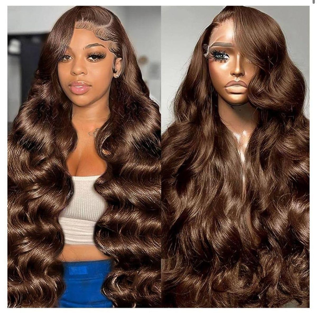 BOSTK 30in chocolate brown lace front wig with natural-looking hairline for daily wear