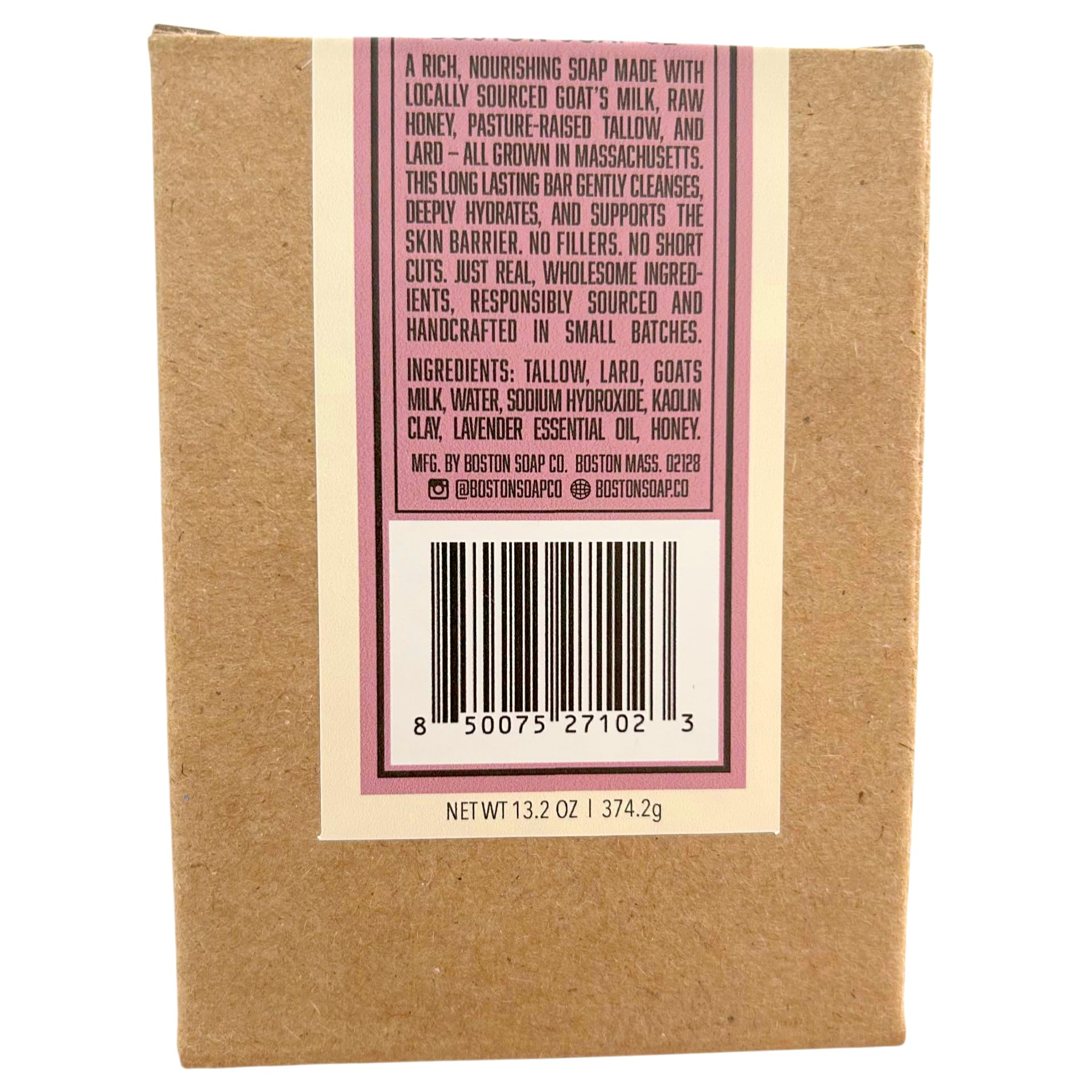 Boston Soap Co Cold process lavender soap bars with lard and tallow for a creamy lather
