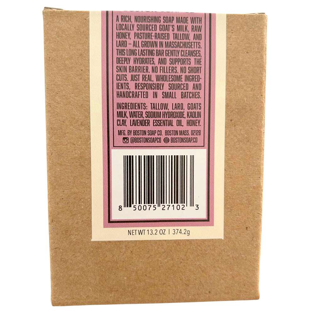 Boston Soap Co Cold process lavender soap bars with lard and tallow for a creamy lather