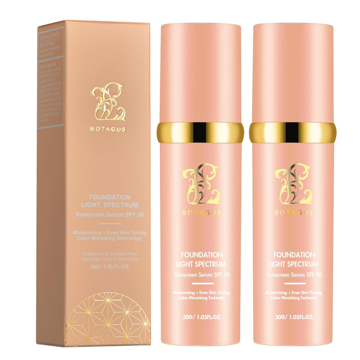 Botagus Foundation 4 in 1 bottle close-up shows smooth texture and shade match