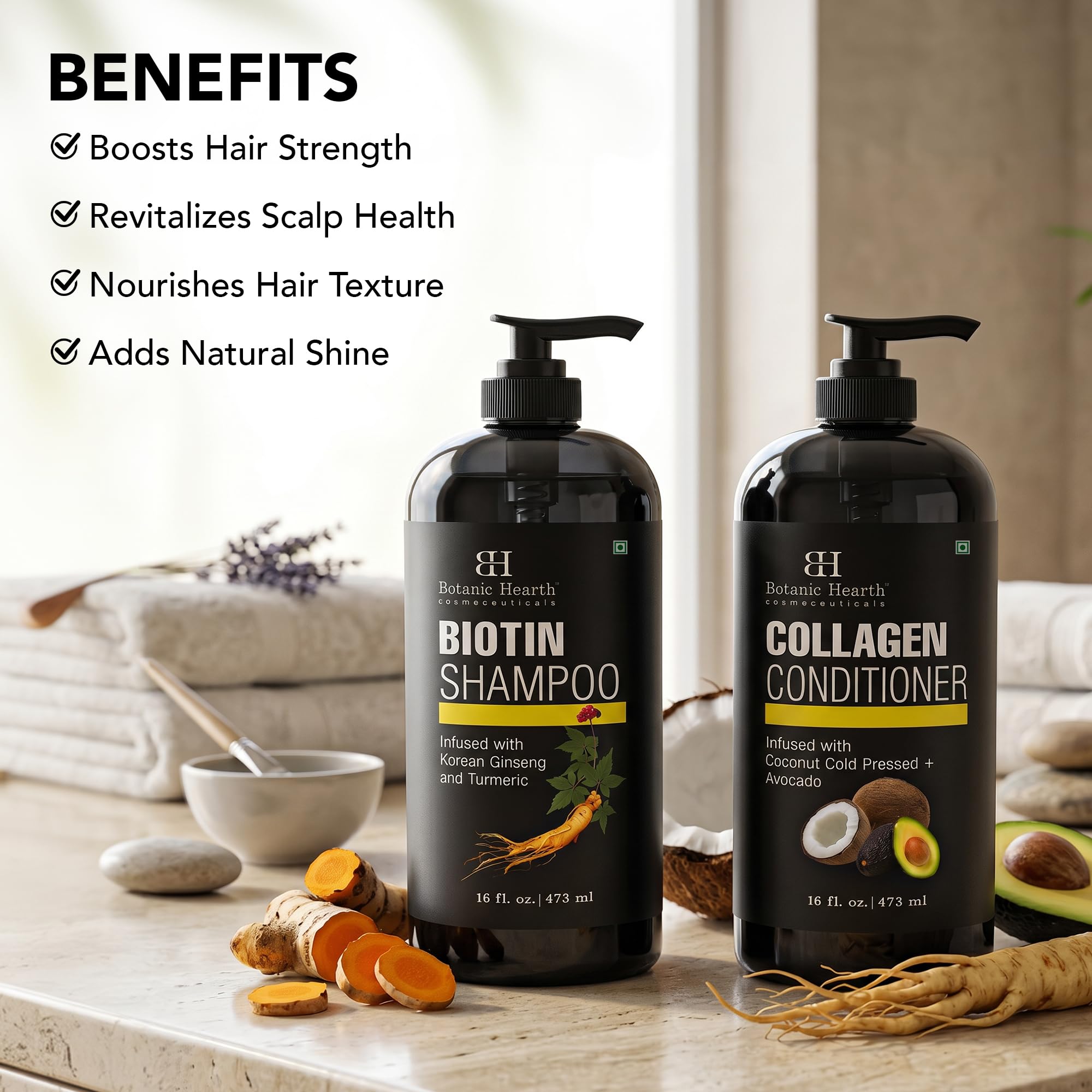Botanic Hearth Apple Cider Vinegar Shampoo ingredients display with apple extract