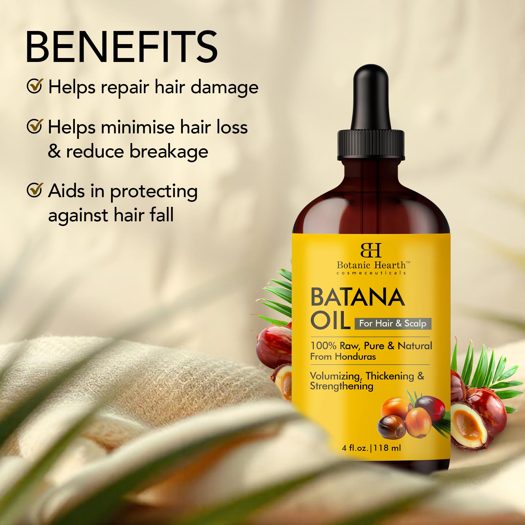Botanic Hearth Batana Oil being applied to hair for strength
