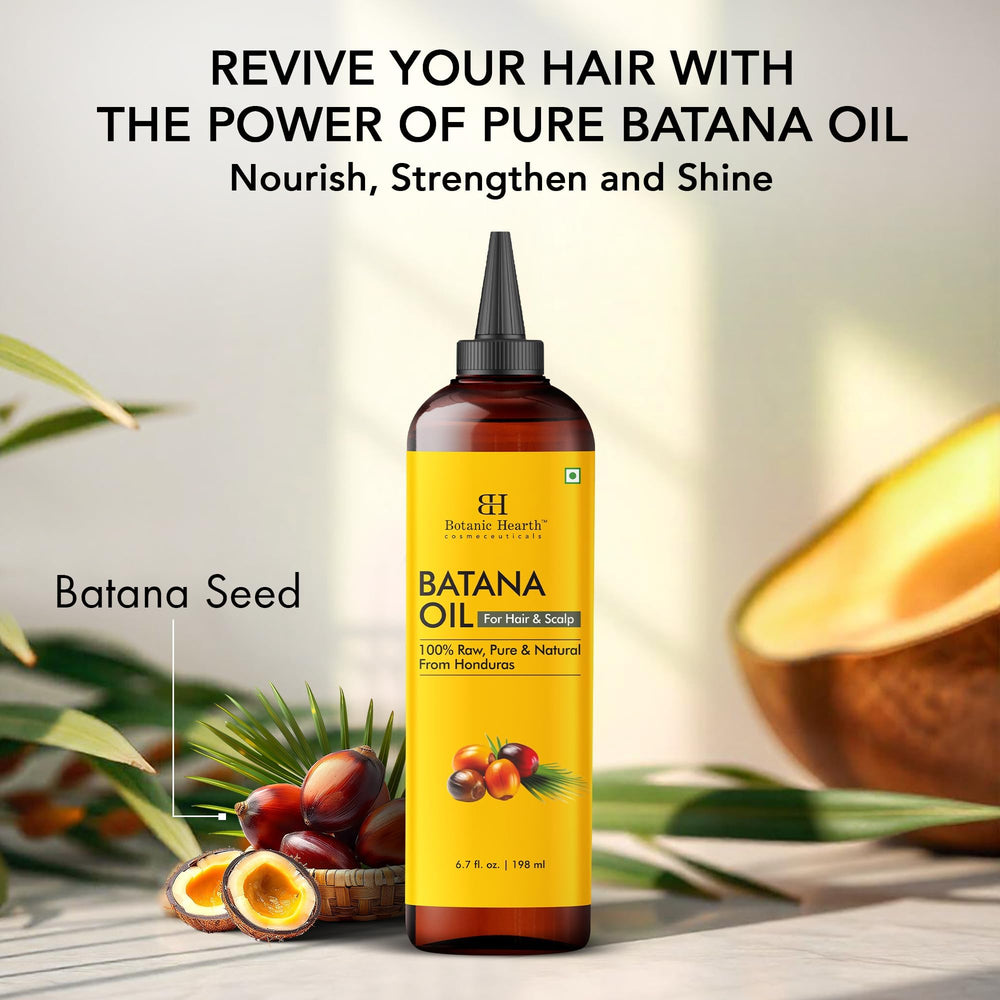 Botanic Hearth Batana Oil on hair ends for hydration and shine