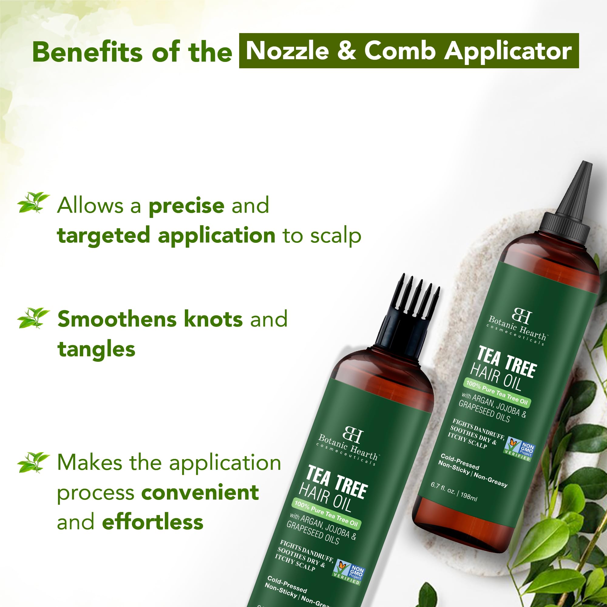 Botanic Hearth damp hair being nourished for a smoother frizz-free finish.