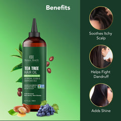 Botanic Hearth tea tree oil dropper ready for scalp care and easy application.