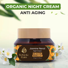 Botanic Rain Night Cream texture closeup highlighting creamy consistency for deep nourishment.