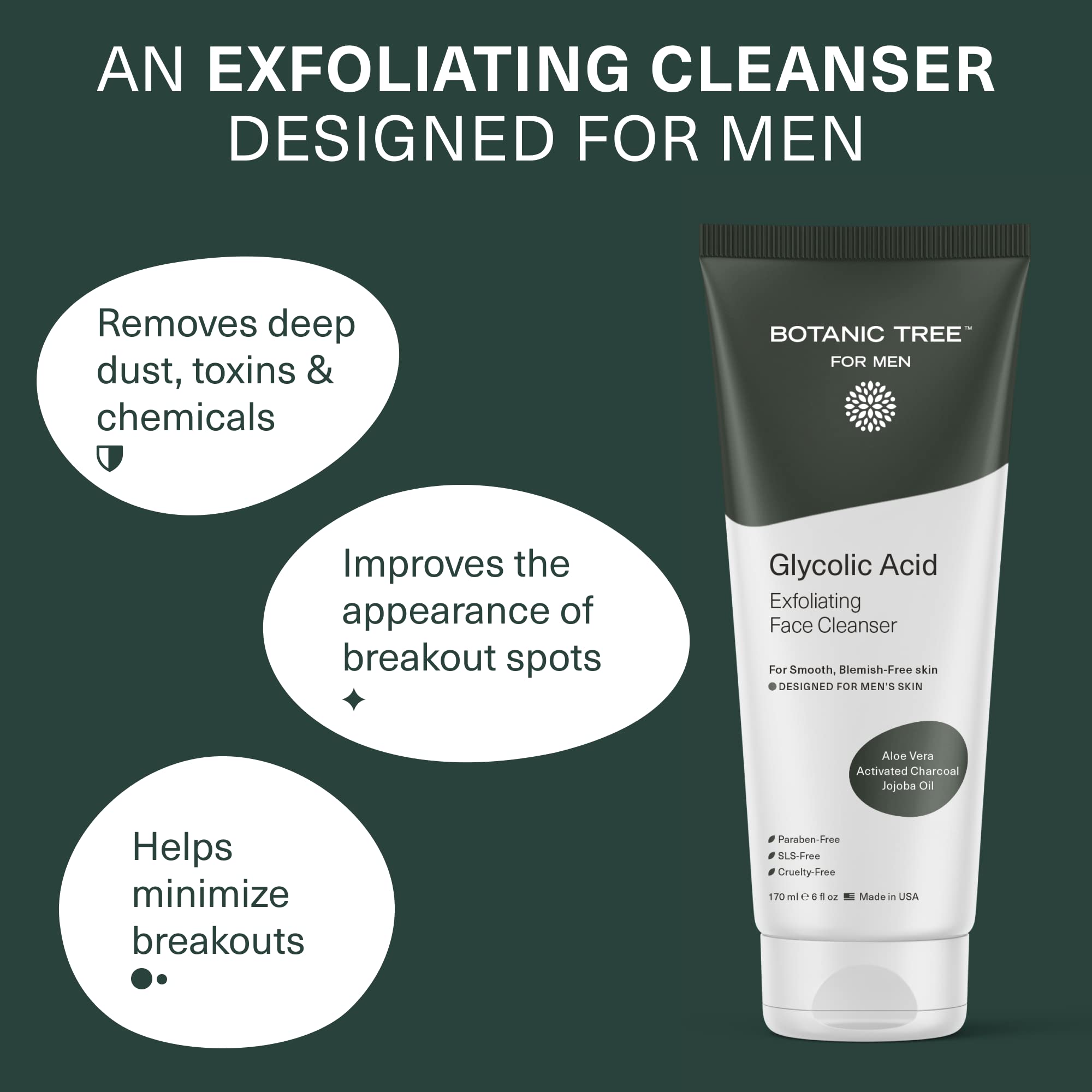 Botanic Tree face wash scrub texture highlights exfoliating beads and smooth skin texture.