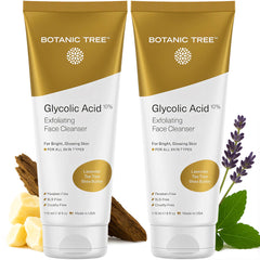 Botanic Tree Glycolic Face Wash bottle front, gentle cleansing for clearer skin.