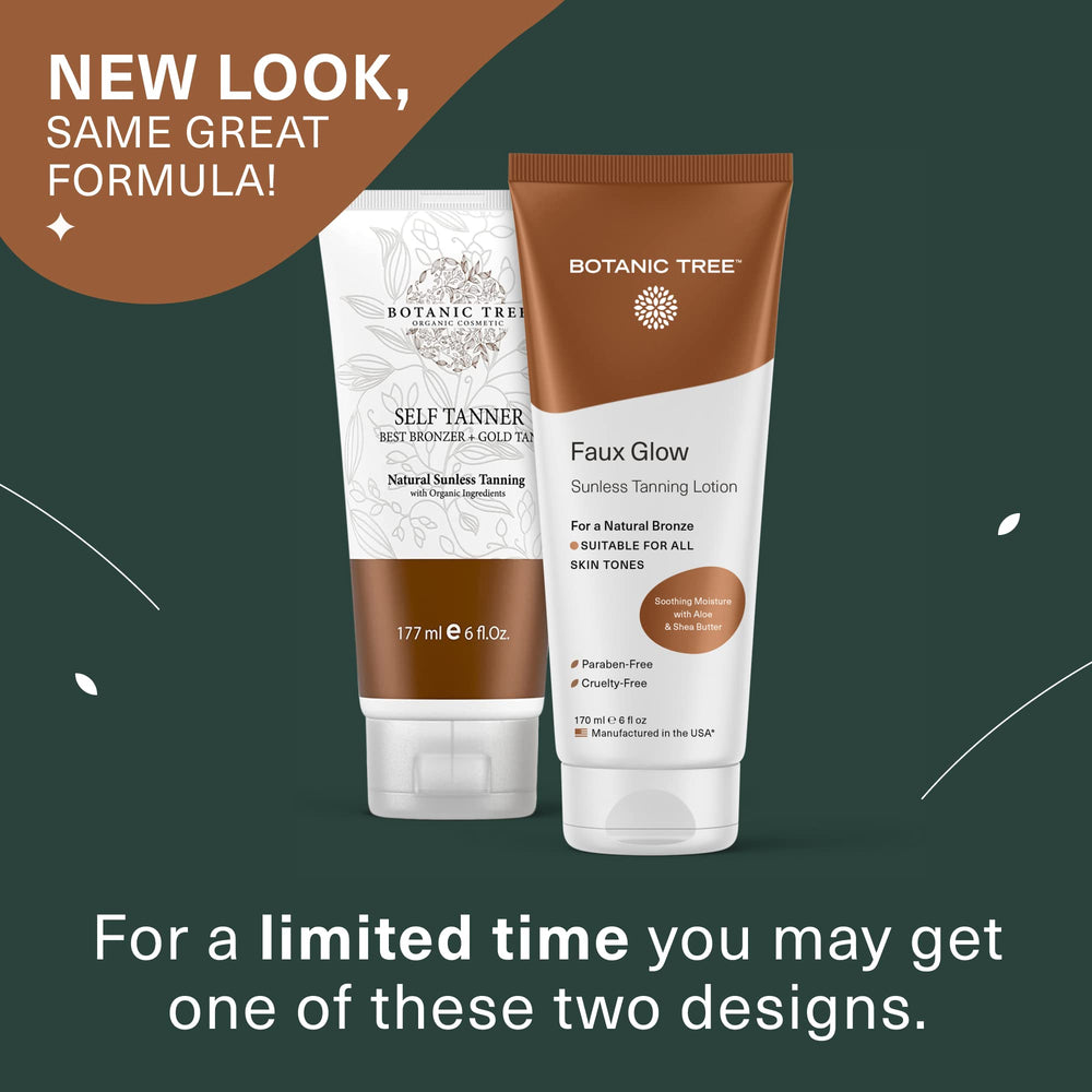 USA-made Botanic Tree Self Tanner, cruelty-free and paraben-free.