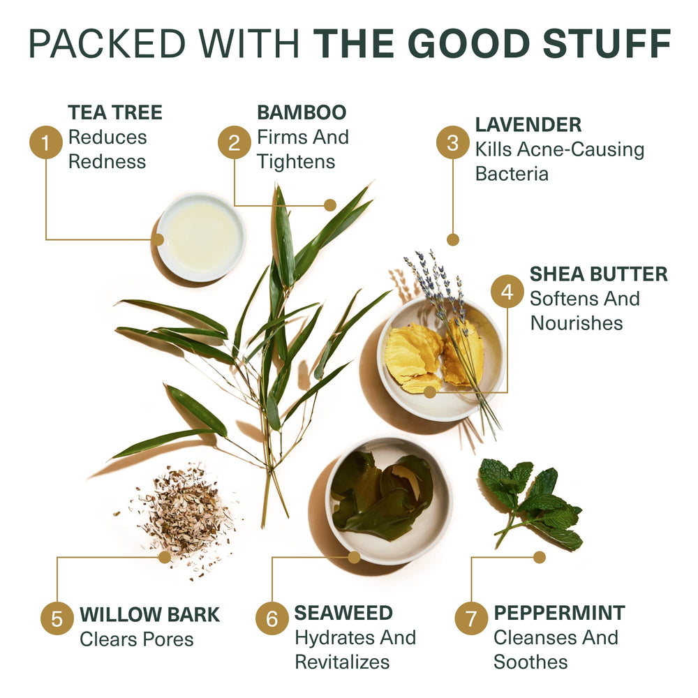 Botanic Tree Glycolic Scrub texture enriched with bamboo and shea.